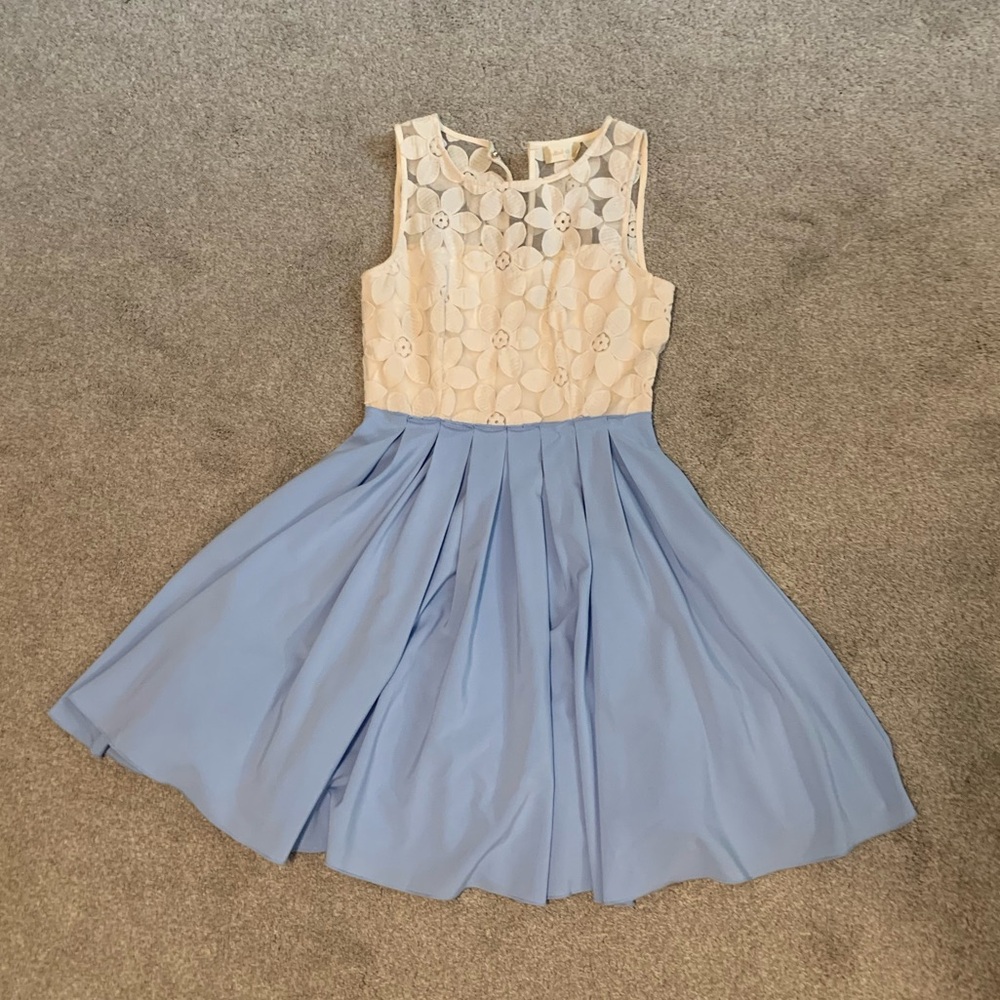 Altar'd State Cream Lace and Blue Dress